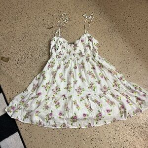 Floral White and Purple Dress